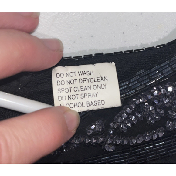 Stenay Plus Women's Black Silk Beaded Evening Dress Sz 20 90s Vintage Elegant - Picture 10 of 16